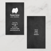 ホワイトポメラニア犬シルエット – 黒板スタイル 名刺 (正面/裏面)