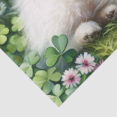 ホワイトポメラニア犬ドッグウォーターカラークローバーデコップページ 薄葉紙 (詳細)