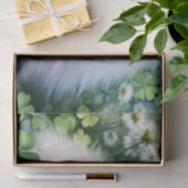 ホワイトポメラニア犬ドッグウォーターカラークローバーデコップページ 薄葉紙 (ギフト)