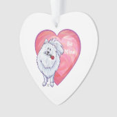ホワイトポメラニア犬バレンタインデー オーナメント (正面)
