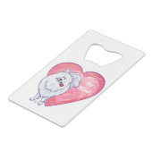 ホワイトポメラニア犬バレンタインデー クレジットカード栓抜き (裏面アングル)