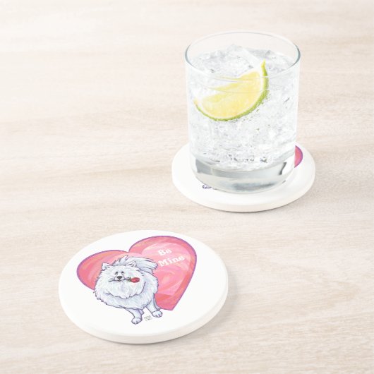 ホワイトポメラニア犬バレンタインデー コースター (側面)