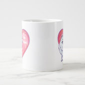 ホワイトポメラニア犬バレンタインデー ジャンボコーヒーマグカップ (正面)