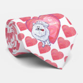 ホワイトポメラニア犬バレンタインデー ネクタイ (ロール)