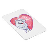 ホワイトポメラニア犬バレンタインデー マグネット (右側)