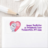 ホワイトポメラニア犬バレンタインデー ラベル (インサイチュ)