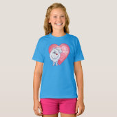 ホワイトポメラニア犬バレンタインデー Tシャツ (正面フル)