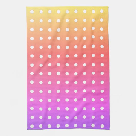 ホワイトポルカドットの日の出 キッチンタオル (縦)