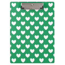 ホワイトポルカハートオンケリーグリーン クリップボード
