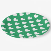 ホワイトポルカハートオンケリーグリーン ペーパープレート (アングル)