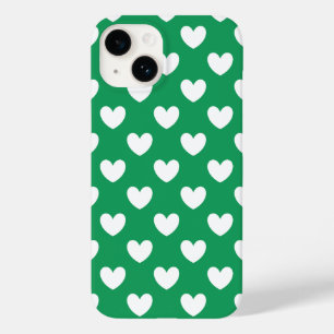ホワイトポルカハートオンケリーグリーン Case-Mate iPhone 14ケース