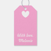 ホワイトポルカハートオンコットンキャンディピンク ギフトタグ (裏面)