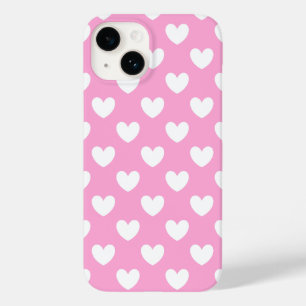 ホワイトポルカハートオンコットンキャンディピンク Case-Mate iPhone 14ケース