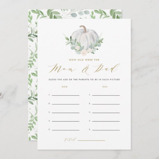 ホワイトポンプキン ママとパパはおいくつ？ゲーム 招待状 (正面/裏面)