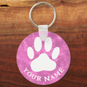 ホワイトポープリントカスタム文字ピンクウォーター色 キーホルダー (裏面)