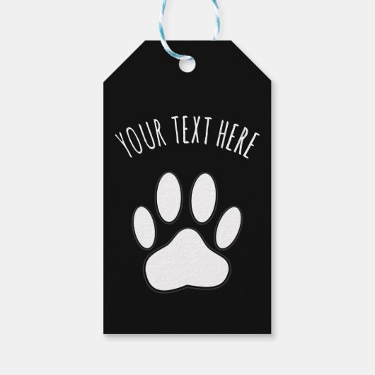 ホワイトポープリントカスタム文字ブラック ギフトタグ (裏面)