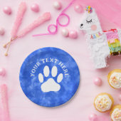 ホワイトポープリントカスタム文字ブルーウォーター色 ペーパープレート (パーティー)