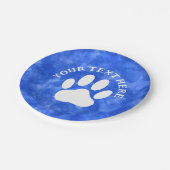 ホワイトポープリントカスタム文字ブルーウォーター色 ペーパープレート (アングル)