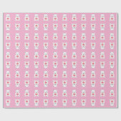 ホワイトポーラテディベアとハート ラッピングペーパー (フラット)