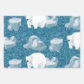 ホワイトポーラベアノースワイルドアニマルブルー寒さ ラッピングペーパーシート (正面2)