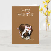 ホワイトマウスアートとチョコレートハート カード (黄色い花)