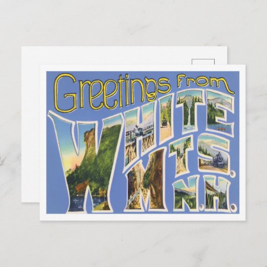 ホワイトマウンテンズニューハンプシャーヴィンテージビッグレター ポストカード (正面/裏面)