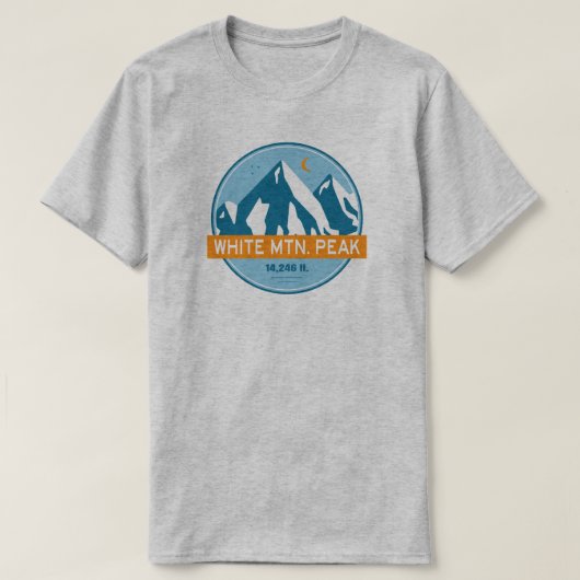 ホワイトマウンテンピークカリフォルニアスターズムーン Tシャツ (デザイン正面)