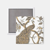 ホワイトマエレガントグネット上の孔雀 マグネット (正面/裏面)