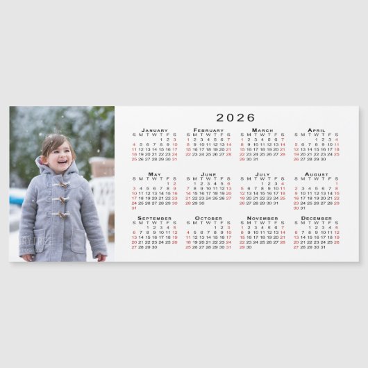 ホワイトマグネットに写真2026カレンダーを追加 (正面)