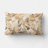 ホワイトマグノリアとタンモダンアート ランバークッション (正面)