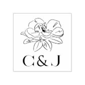 ホワイトマグノリアイラストレーションカスタムイニシャル ラバースタンプ (インプリント)