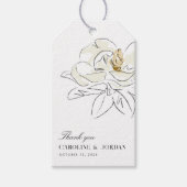 ホワイトマグノリアイラストレーション結婚ズ・サンキュー ギフトタグ (正面)