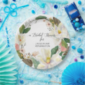 ホワイトマグノリアウォーターカラー赤面フローラ ペーパープレート (パーティー)