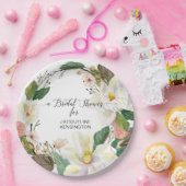 ホワイトマグノリアウォーターカラー赤面フローラ ペーパープレート (パーティー)