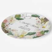 ホワイトマグノリアウォーターカラー赤面フローラ ペーパープレート (アングル)