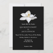 ホワイトマグノリアエレガントウェディング白黒フローラ 招待状 (正面)