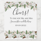 ホワイトマグノリアエレガントスクラシック結婚 ワインラベル (シングルラベル)