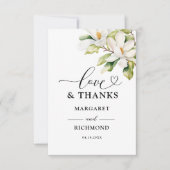 ホワイトマグノリアエレガントフローラ結婚ズ・サンキュー サンキューカード (正面)