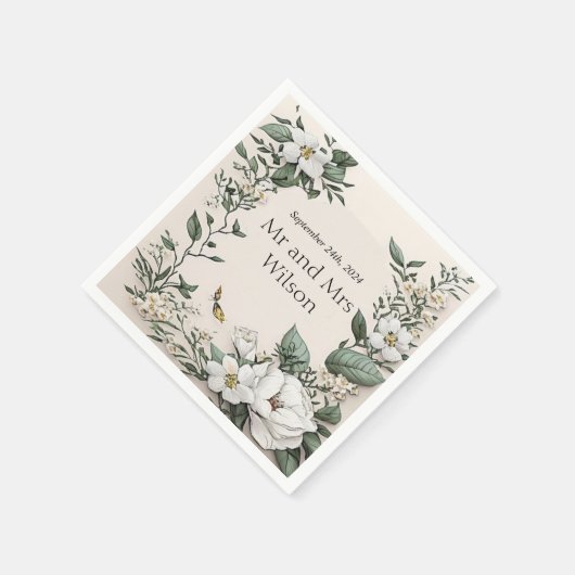 ホワイトマグノリアスとバタ結婚ーのディナーカクテル スタンダードカクテルナプキン (角)