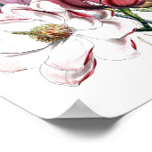 ホワイトマグノリアスフラワーヴィンテージオールドイラストレーション ポスター (角)