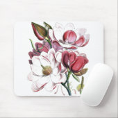 ホワイトマグノリアスフラワーヴィンテージオールドイラストレーション マウスパッド (マウス)