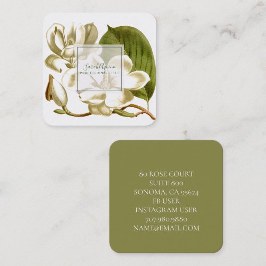 ホワイトマグノリアスフローラ名刺 スクエア名刺 (正面/裏面)