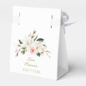 ホワイトマグノリアピンクの花金ゴールドクロスバプテスマ フェイバーボックス (裏面サイド)