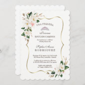 ホワイトマグノリアピンクインビタシオンデベビーシャワー 招待状 (正面/裏面)