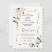 ホワイトマグノリアピンクインビタシオンデベビーシャワー 招待状 (正面)