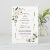 ホワイトマグノリアピンクインビタシオンデベビーシャワー 招待状 (スタンド正面)