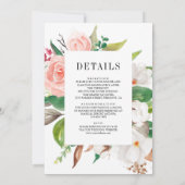 ホワイトマグノリアピンクフローラ結婚すべて 招待状 (裏面)