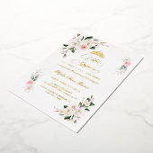 ホワイトマグノリアピンク実在フローラホイルキンセアニラ 箔招待状 (回転した状態)