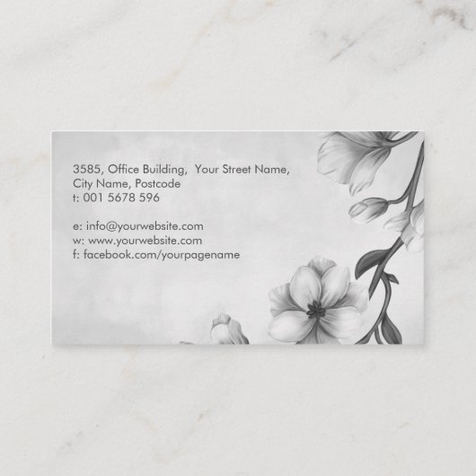ホワイトマグノリアフラワーズイラストレーション 名刺 (裏面)