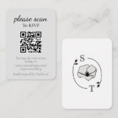 ホワイトマグノリアフラワーモノグラムRSVP エンクロージャーカード (正面/裏面)